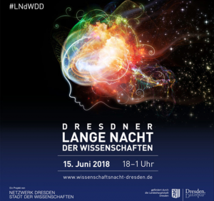 Werbeplakat zur Dresdner langen Nacht der Wissenschaften 2018